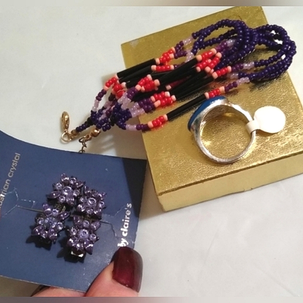 Purple Austrian Crystal Barrettes Combo Lot of 3